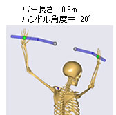 バー長さ＝0.8m、ハンドル角度＝-20°